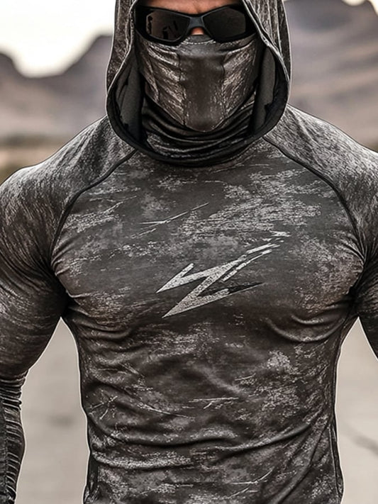 Men's Outdoor Sun Protection Breathable Cool Hooded Sun Protection Long Sleeve Top