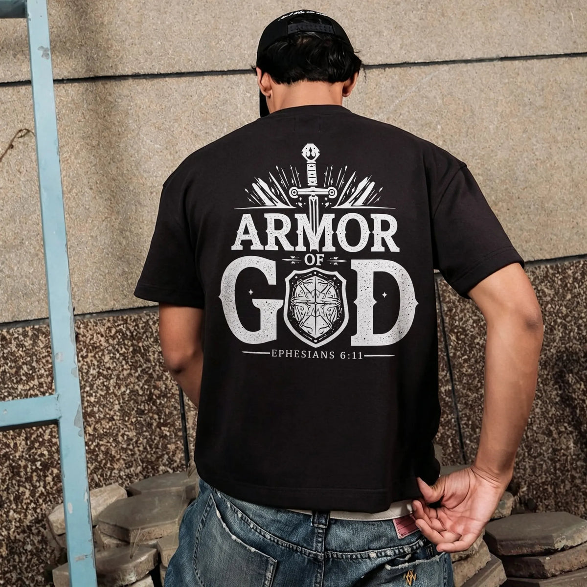 Armor Of God Sword Shield Vintage Text Printed Men's T-shirt