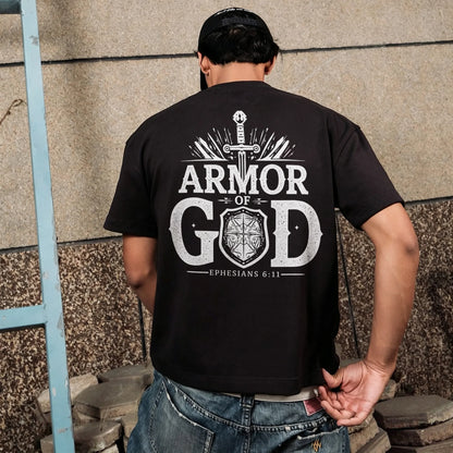 Armor Of God Sword Shield Vintage Text Printed Men's T-shirt