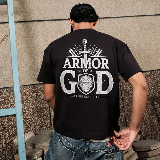 Armor Of God Sword Shield Vintage Text Printed Men's T-shirt