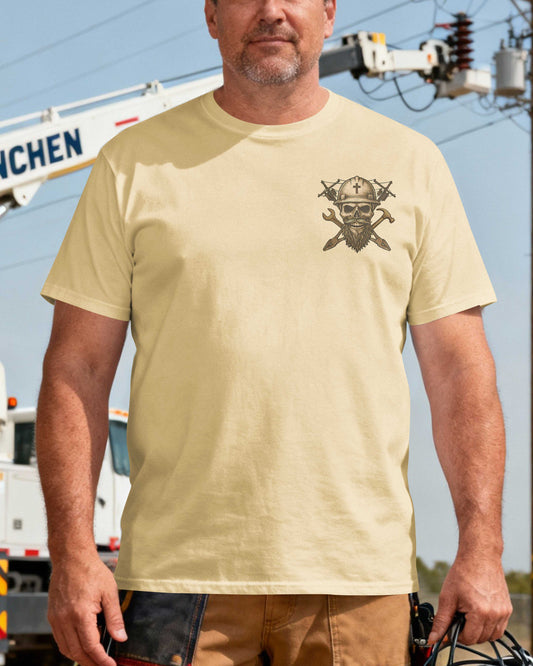 I’m A Lineman Forged By Storms Protected By Christ T-Shirt