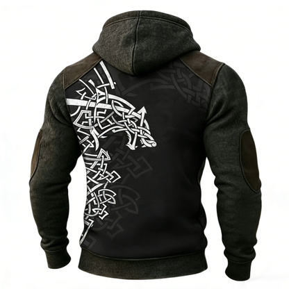Nordic Viking Wolf Vegvísir Casual Long-Sleeve Hoodie