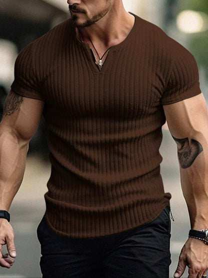 Men's Textured V-Neck T-Shirt