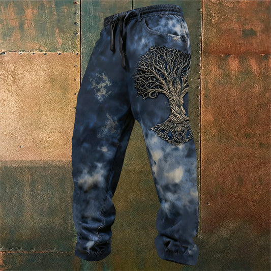 Viking Yggdrasil 3D Effect Retro Print Casual Trousers