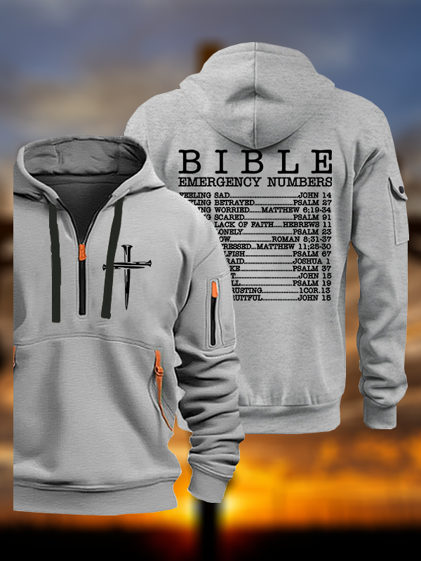 Bible Emergency Numbers  Jesus God Christian Zipper Hoodies