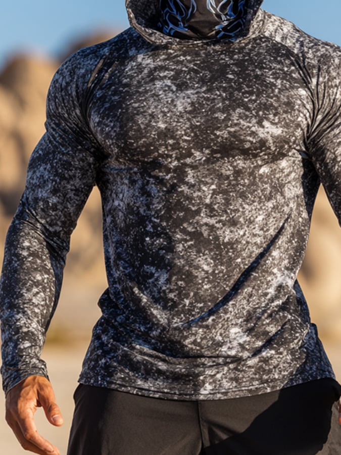 Men's Outdoor Sun Protection Breathable Cool Hooded Sun Protection Long Sleeve Top