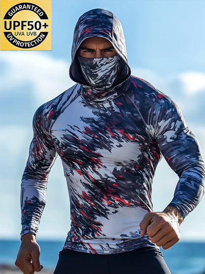 Men's Outdoor Sun Protection Breathable Cool Hooded Sun Protection Long-Sleeved Top
