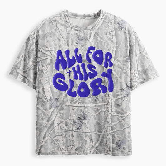 All For His Glory Christian Puff Printed Camo T-Shirt