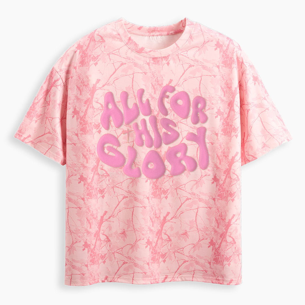 All For His Glory Christian Puff Printed Camo T-Shirt