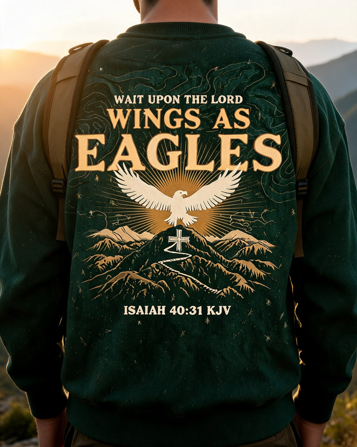 Christian Hiking Shirt Graphic Wings As Eagles AOP Tee