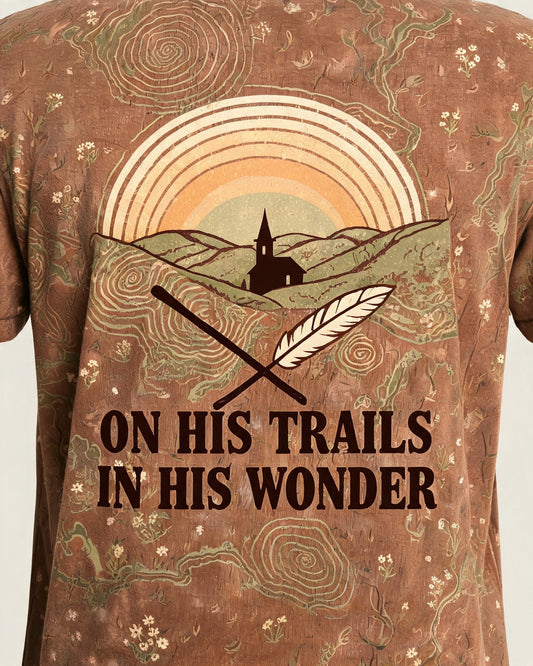 Vintage Christian Hiking Shirt On His Trails In His Wonder AOP Tee