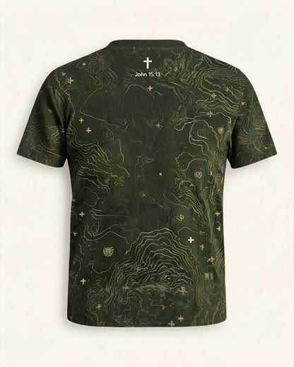 Christian Veteran Shirt - Frontline Faith Short Sleeve AOP Tee