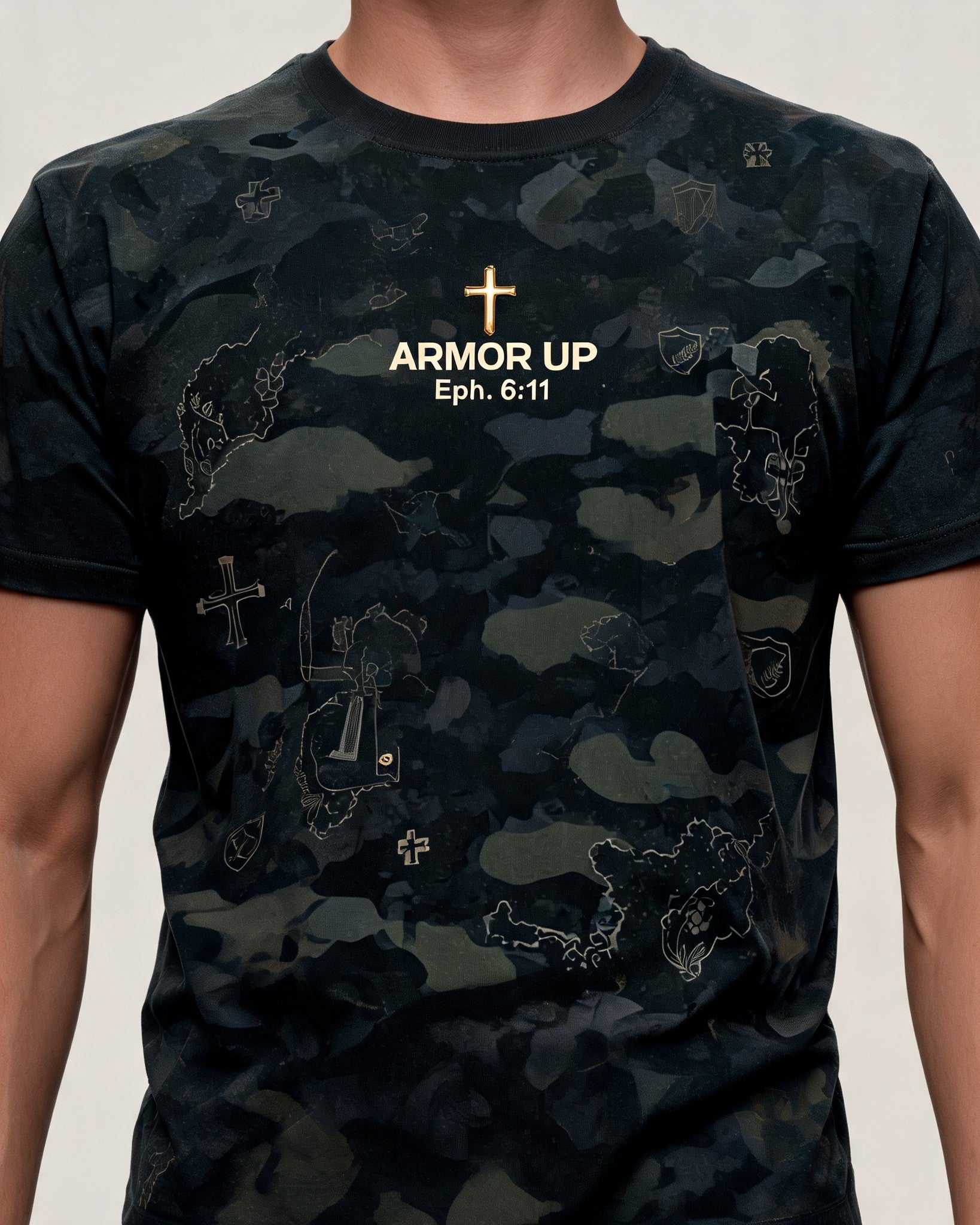 Christian Shirt Camo - Armor Up Veteran Short Sleeve AOP Tee