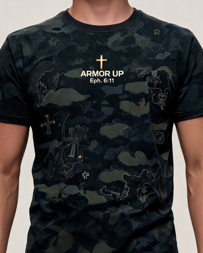 Christian Shirt Camo - Armor Up Veteran Short Sleeve AOP Tee