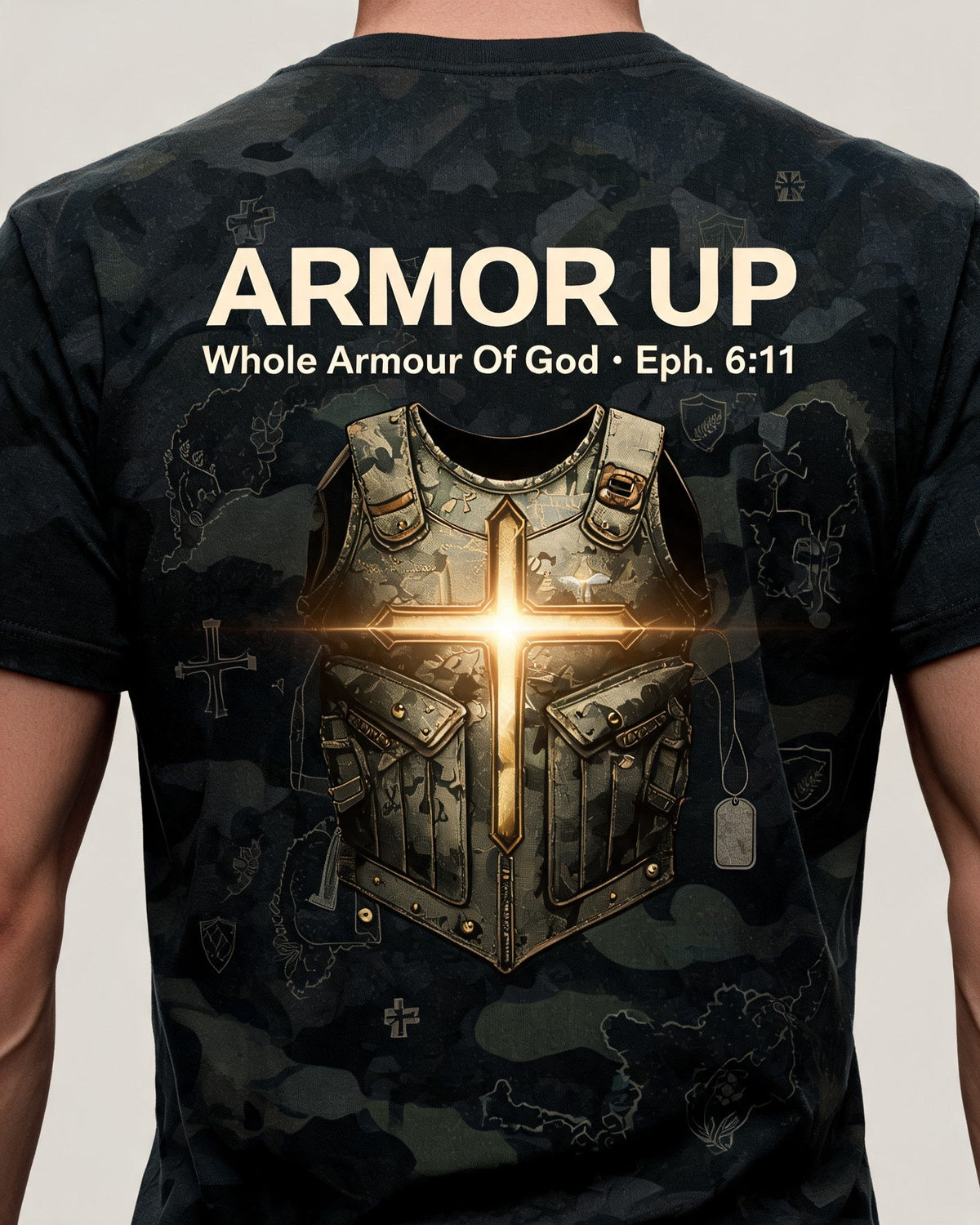 Christian Shirt Camo - Armor Up Veteran Short Sleeve AOP Tee