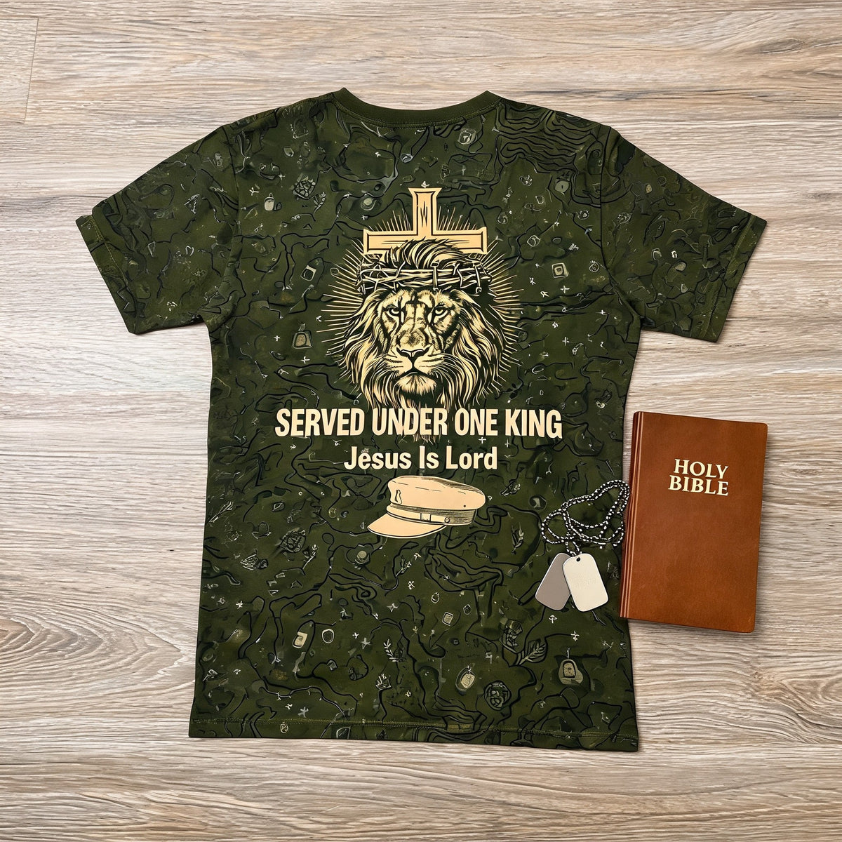 Christian Shirt Lion - Served Under One King Lion Of Judah AOP Tee