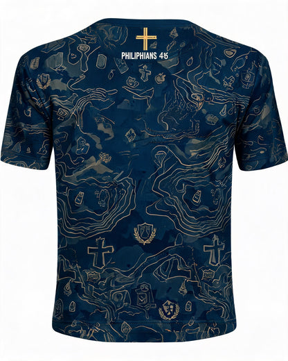 Christian Shirt Brown - Prayer Is My Battle Rhythm Short Sleeve AOP Tee