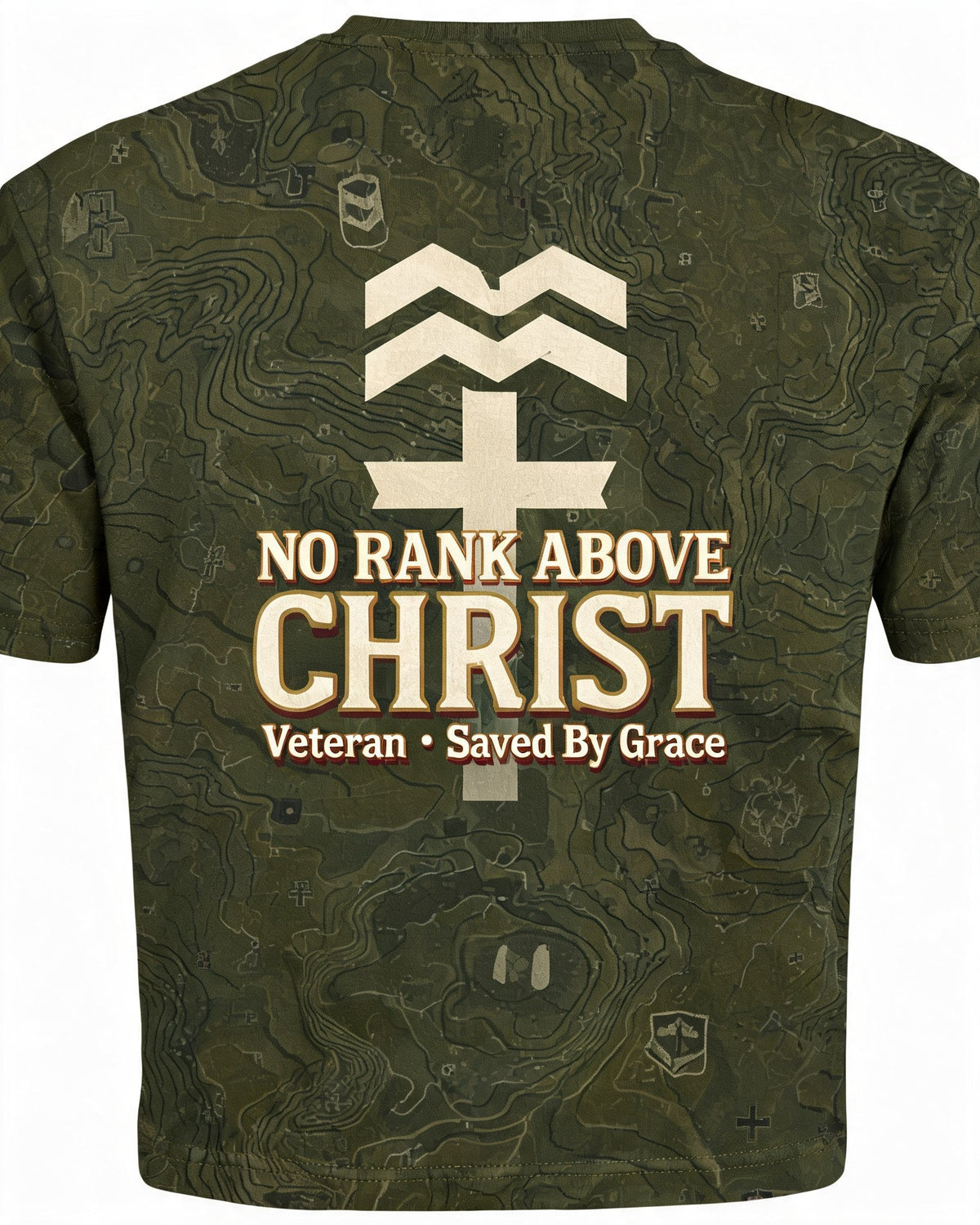 Mens Christian Shirts God Is Good - No Rank Above Christ Short Sleeve AOP Tee