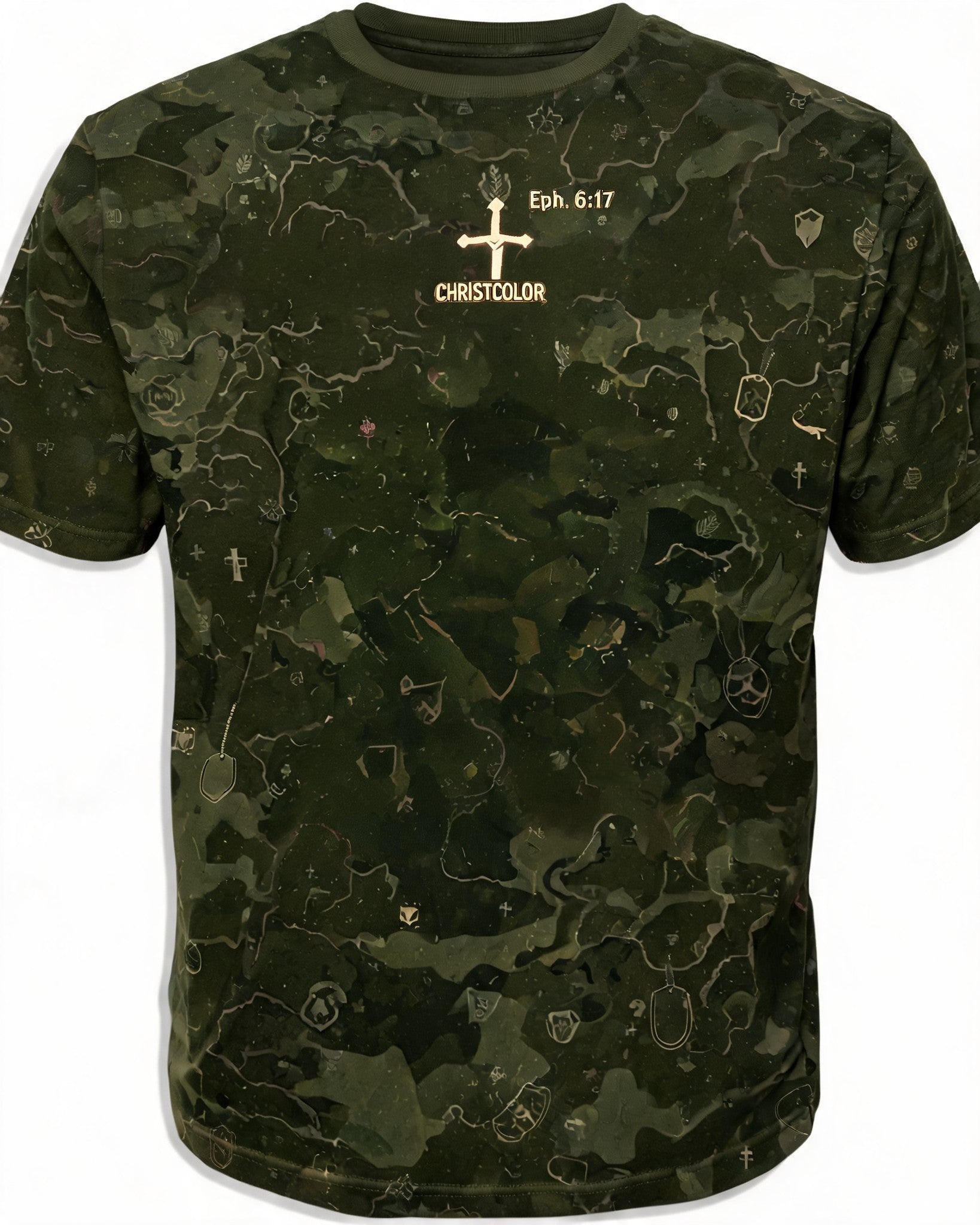 Christian Shirt Green - Sword Of The Spirit Veteran Short Sleeve AOP Tee