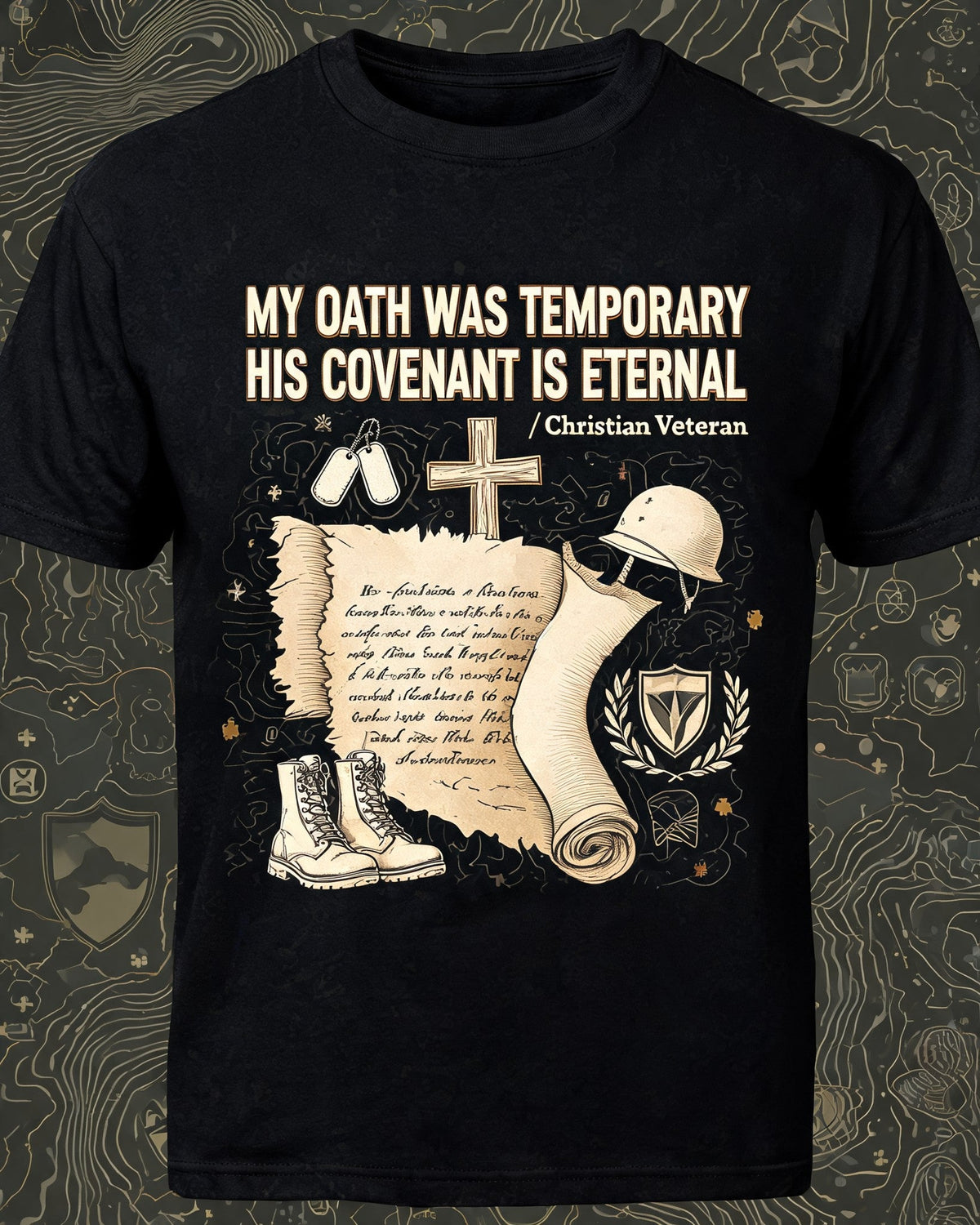 Christian Shirt Brown - My Oath Was Temporary His Covenant Is Eternal Short Sleeve AOP Tee