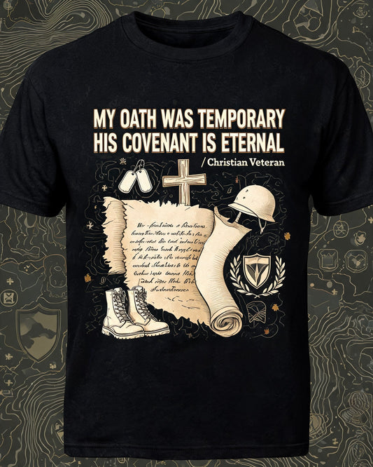 Christian Shirt Brown - My Oath Was Temporary His Covenant Is Eternal Short Sleeve AOP Tee
