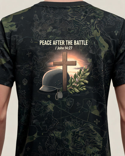 Christian Veteran Shirt - Peace After The Battle Short Sleeve AOP Tee