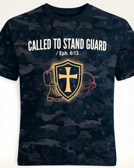 Christian Shirt Camo - Called To Stand Guard Short Sleeve AOP Tee