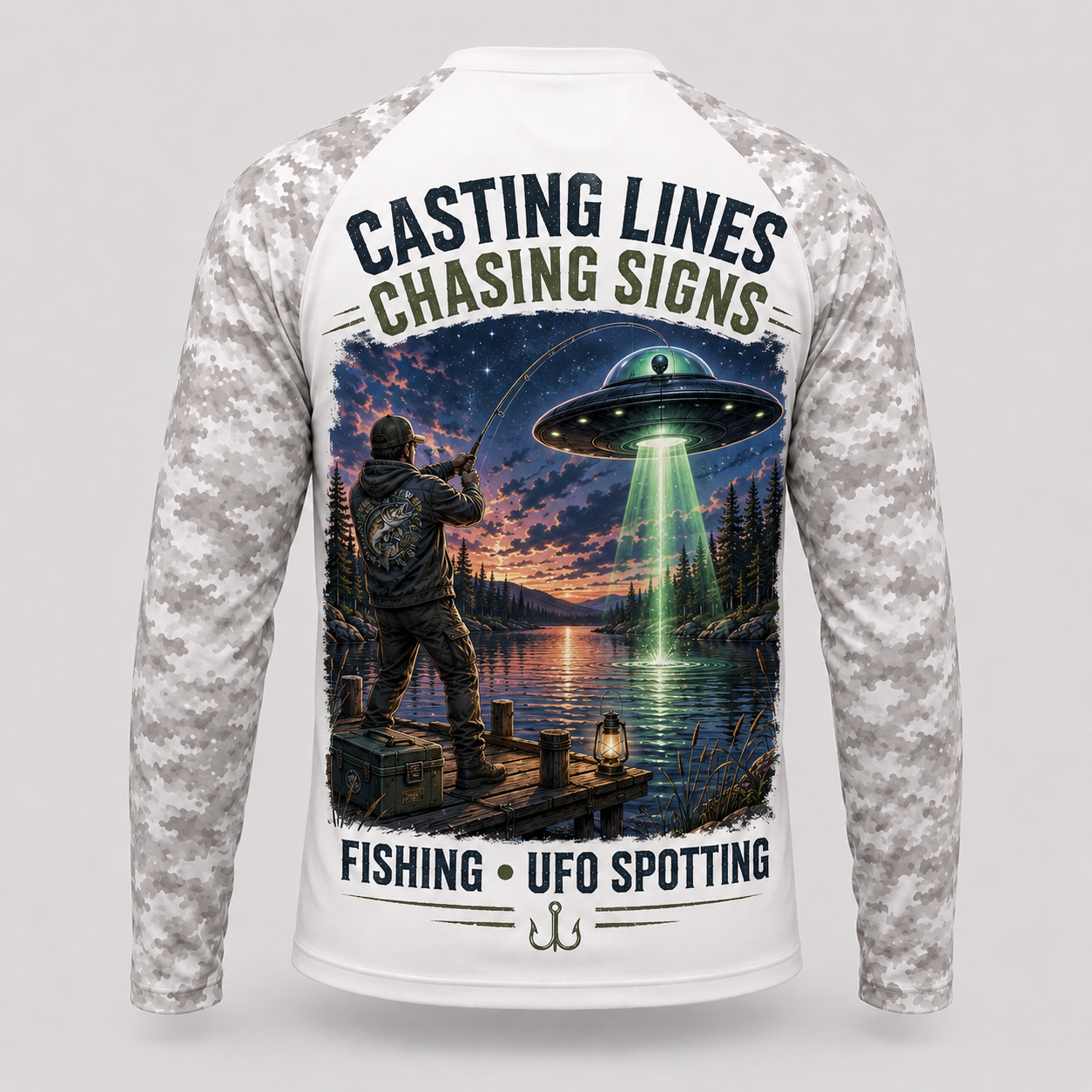 UFO Spotting Fishing Shirt – Custom Name Long Sleeve
