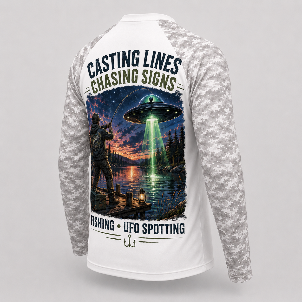 UFO Spotting Fishing Shirt – Custom Name Long Sleeve