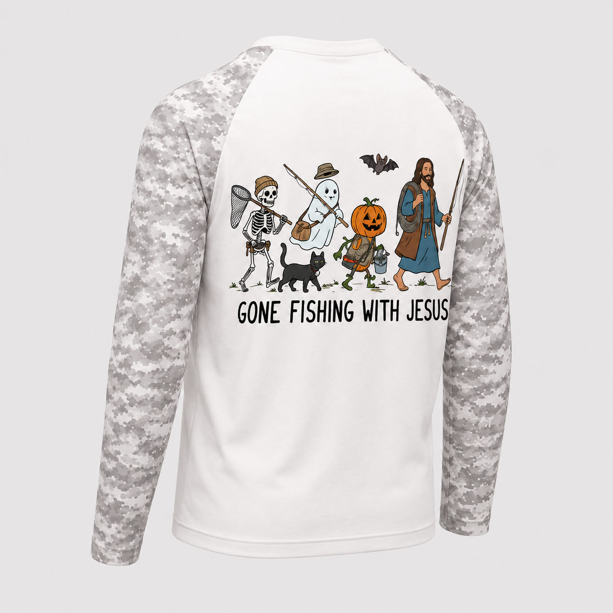 Custom Gone Fishing With Jesus Long Sleeve Shirt