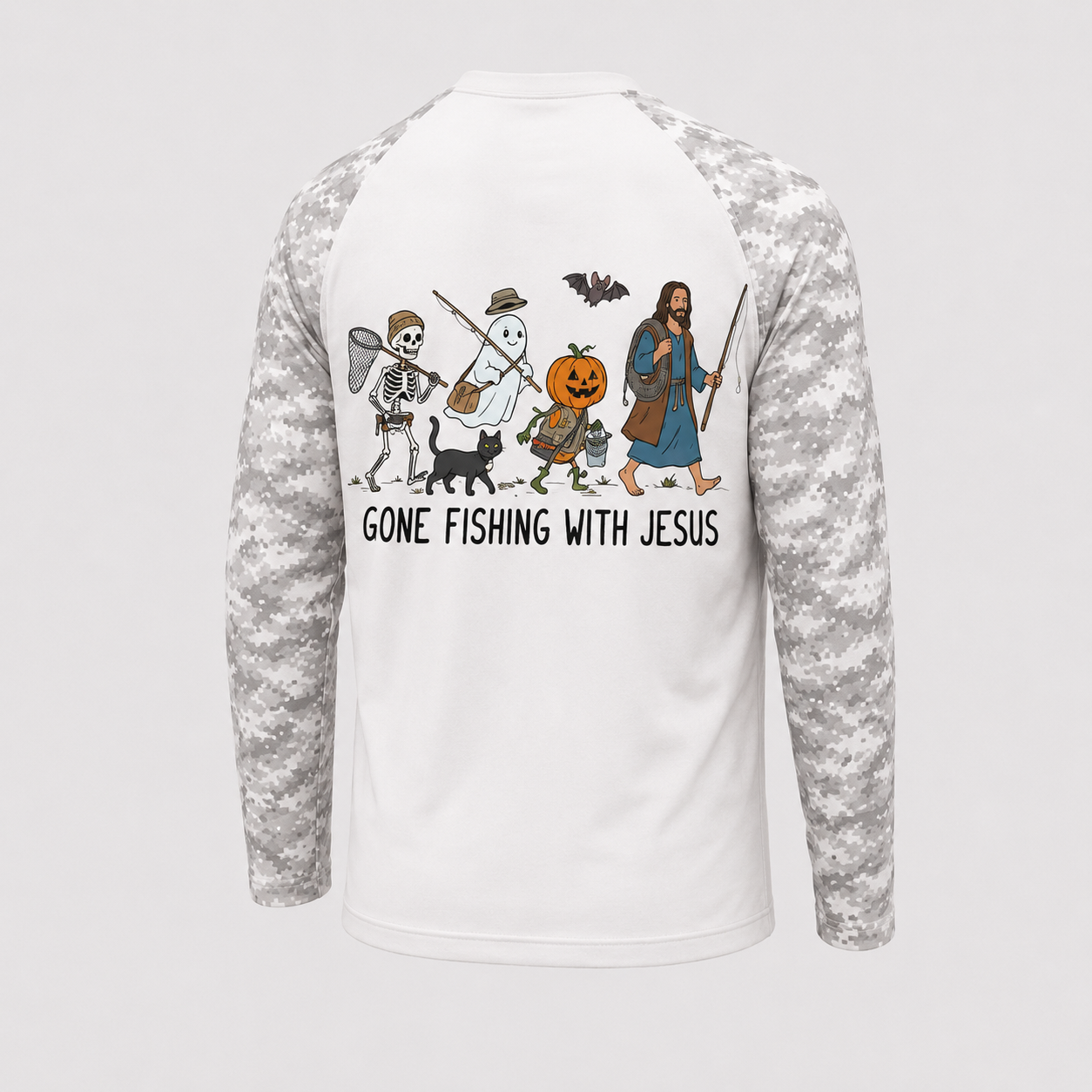 Custom Gone Fishing With Jesus Long Sleeve Shirt