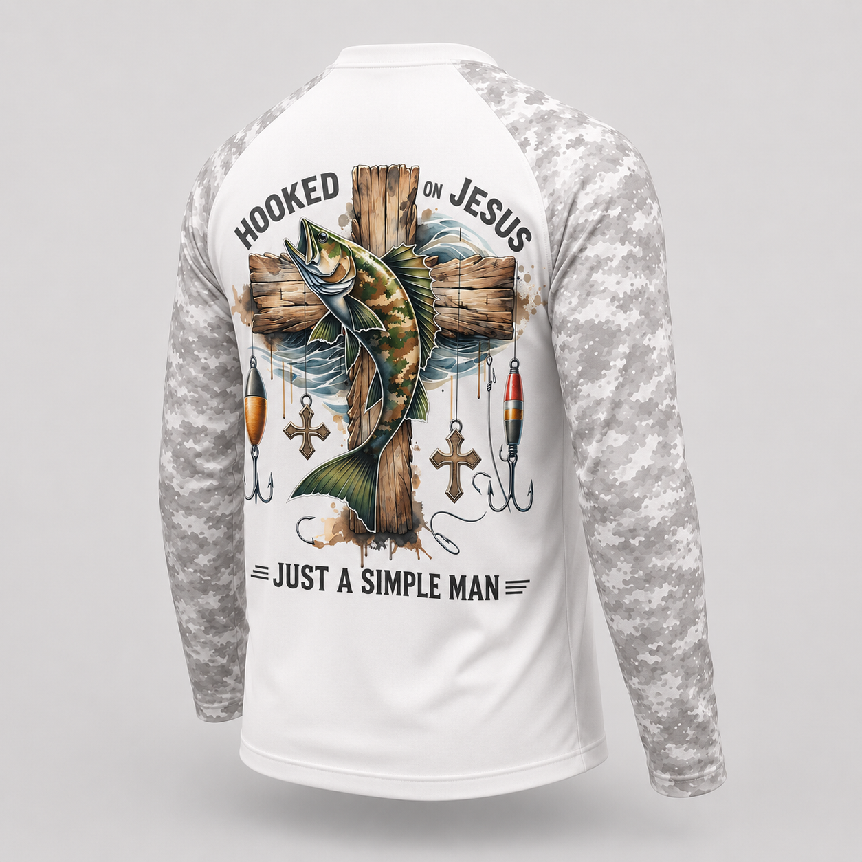 Hooked on Jesus Simple Man Fishing Shirt