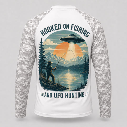 Hooked on Fishing and UFO Hunting Shirt