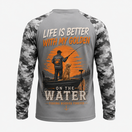 Golden Retriever Fishing Shirt – Life Is Better With My Golden Long Sleeve