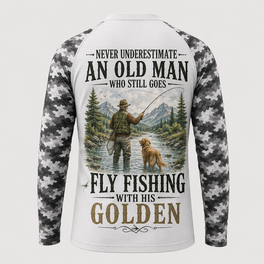 Golden Retriever Fly Fishing Shirt – Old Man Long Sleeve Sun Shirt