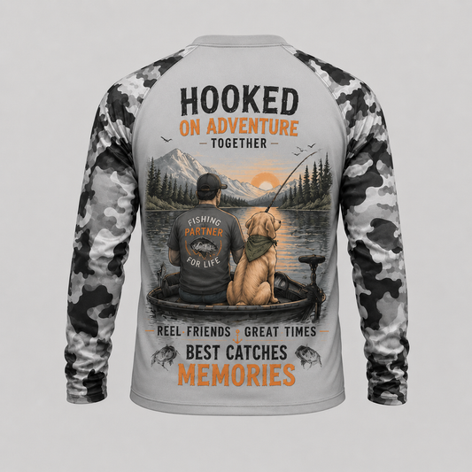 Golden Retriever Fishing Shirt – Hooked On Adventure Long Sleeve Sun Shirt