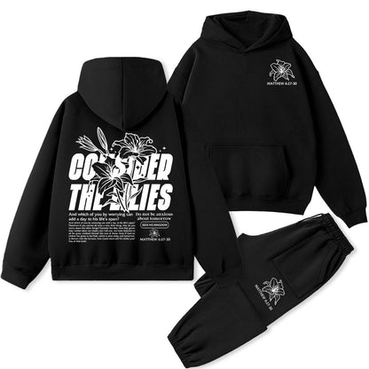Consider The Lilies Christian Premium Fleece Hoodie Set