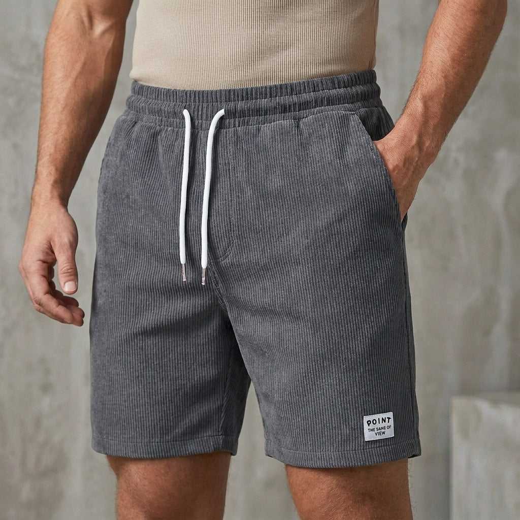 Relaxed Drawstring Shorts with Textured Finish and Tailored Comfort