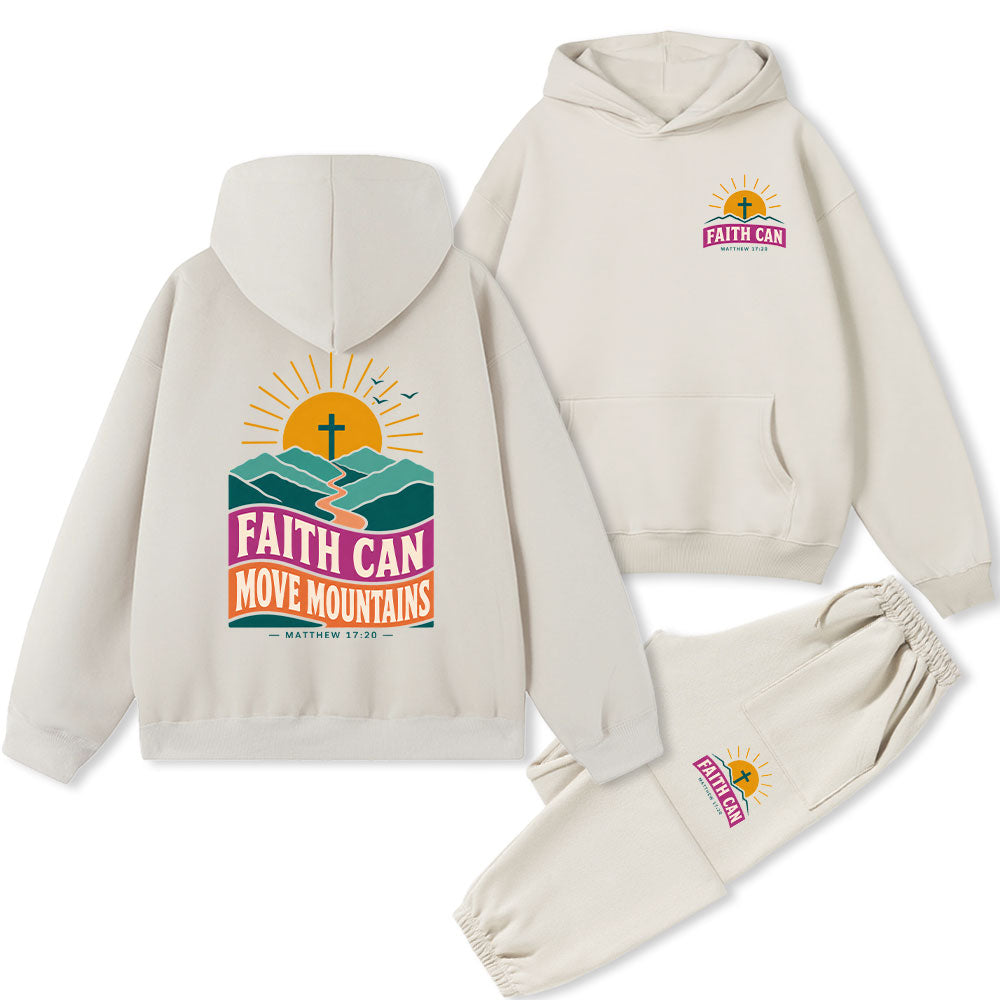 Faith Can Move Moutians Christian Premium Fleece Hoodie Set