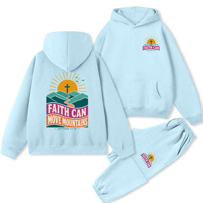 Faith Can Move Moutians Christian Premium Fleece Hoodie Set