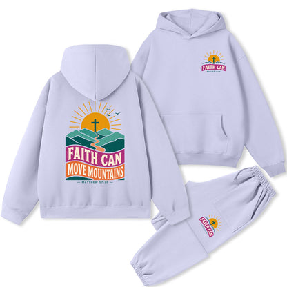 Faith Can Move Moutians Christian Premium Fleece Hoodie Set