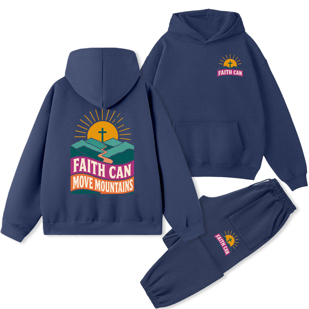 Faith Can Move Moutians Christian Premium Fleece Hoodie Set