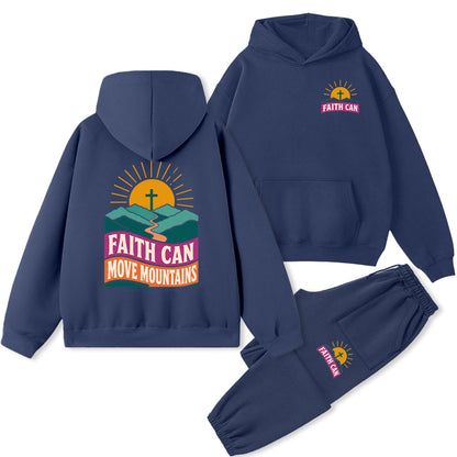 Faith Can Move Moutians Christian Premium Fleece Hoodie Set