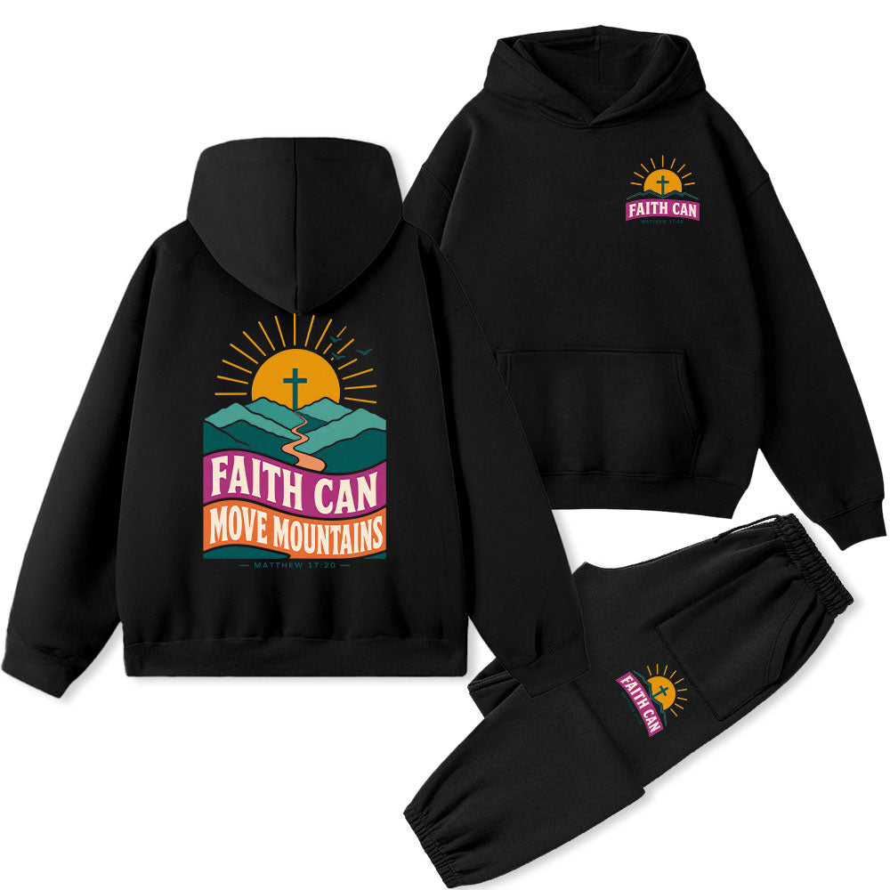 Faith Can Move Moutians Christian Premium Fleece Hoodie Set