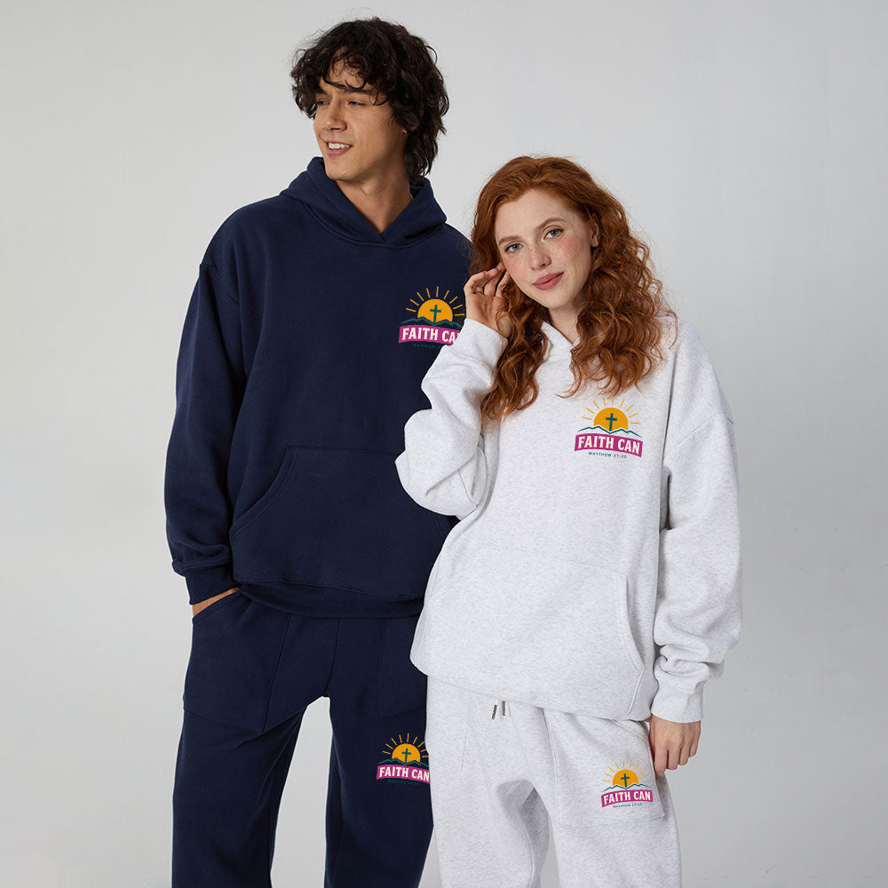 Faith Can Move Moutians Christian Premium Fleece Hoodie Set