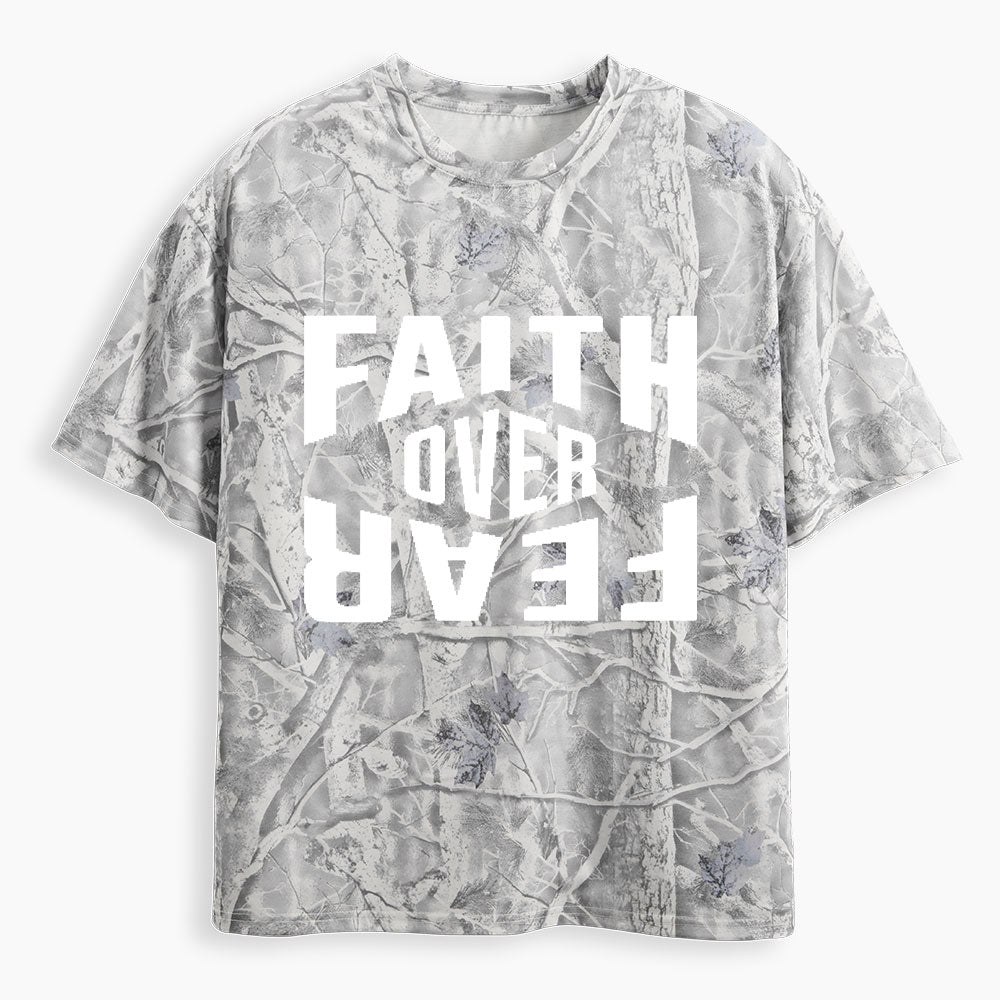 Faith Over Fear Christian Camo T-Shirt