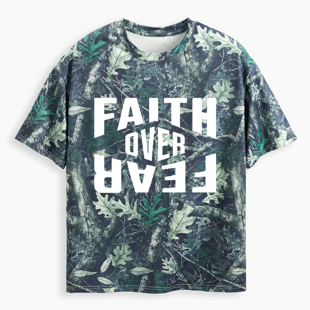 Faith Over Fear Christian Camo T-Shirt