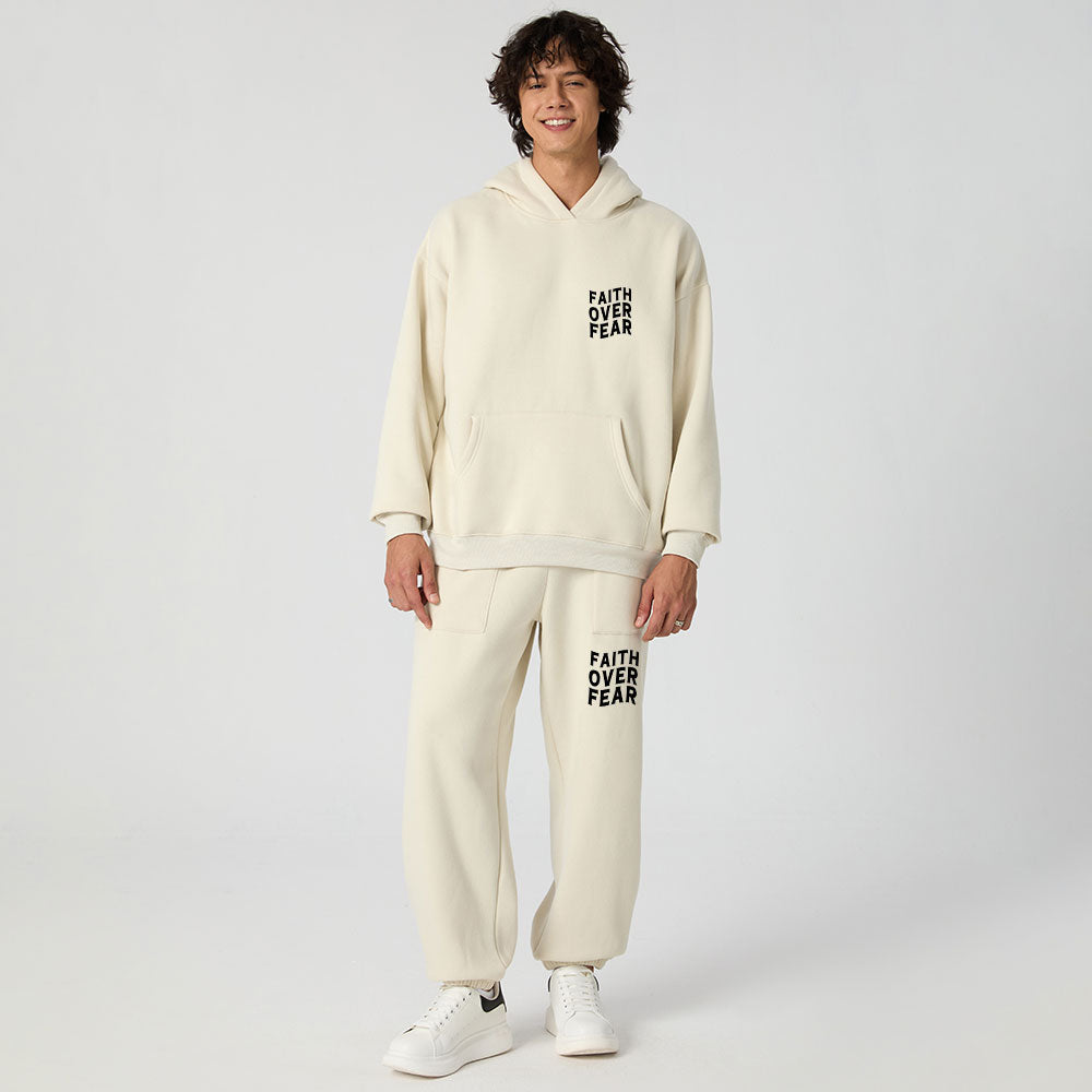 Faith Over Fear Christian Premium Fleece Hoodie Set
