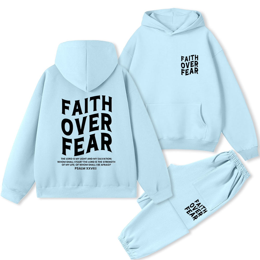 Faith Over Fear Christian Premium Fleece Hoodie Set