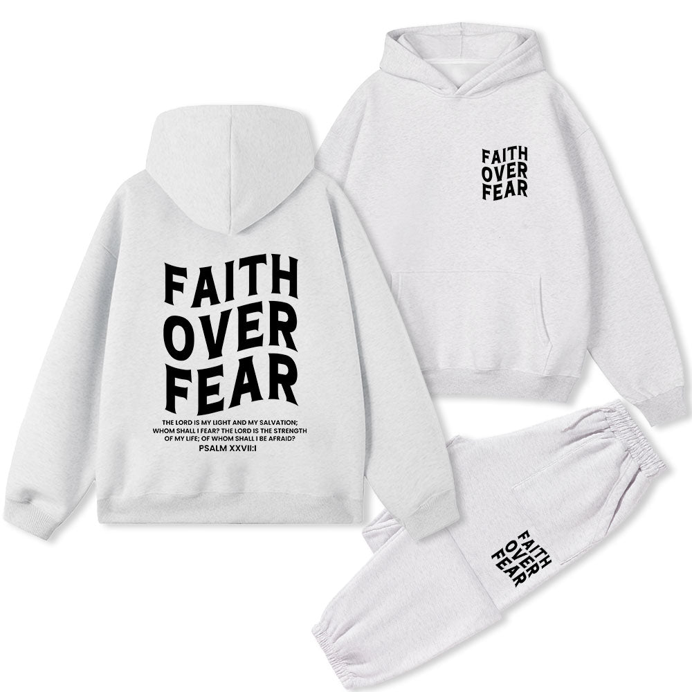 Faith Over Fear Christian Premium Fleece Hoodie Set